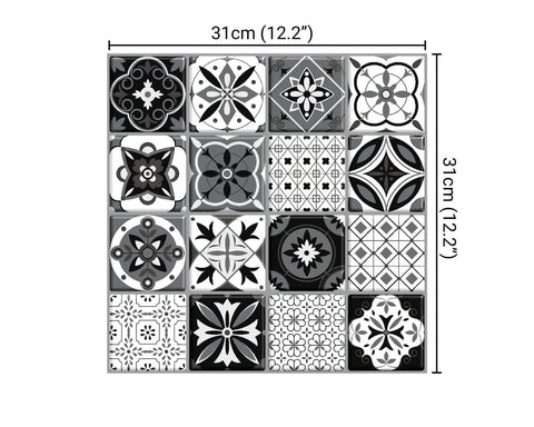 Black and White Spanish Peel and Stick Tiles