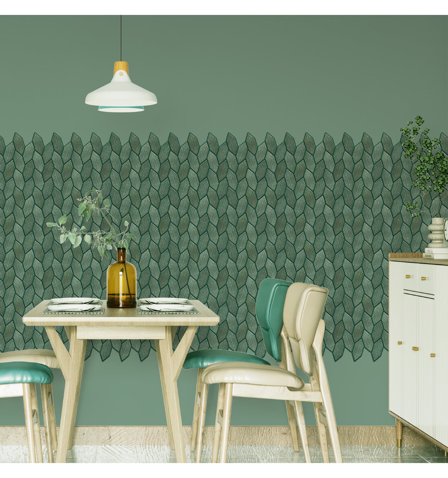 The Sage Green Peel And Stick Wall Tile | Kitchen Backsplash Tiles | Self Adhesive Tiles For Home Décor