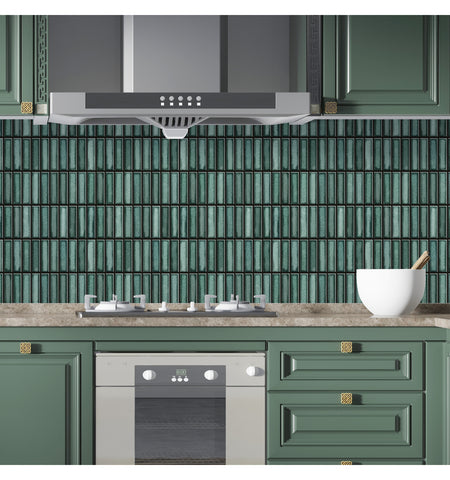 KitKat Teal Blue Tiles | 3D Mosaic Peel and Stick Wall Tile | Peel and Stick Backsplash Kitchen Tiles