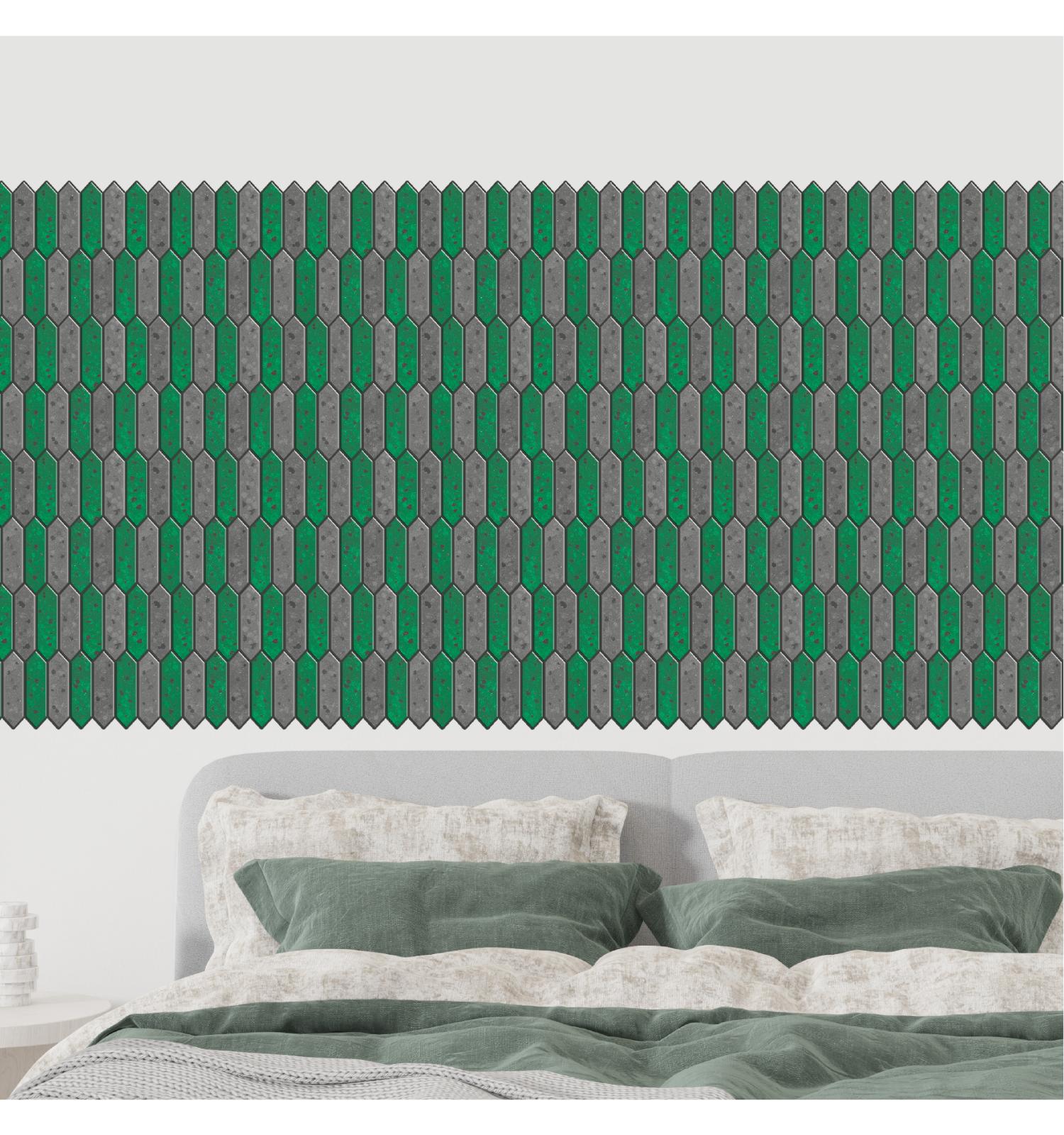 Green Long Hexagon Peel and Stick Wall Tile | Kitchen Backsplash Tiles | Self Adhesive Tiles For Home Decor