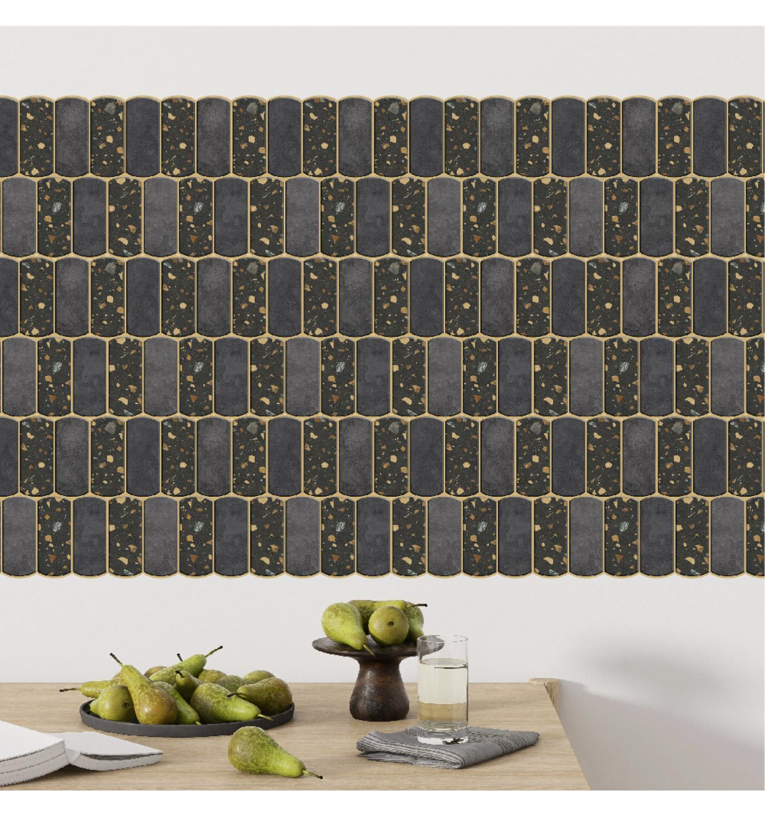 Black Capsule Peel and Stick Wall Tile | Kitchen Backsplash Tiles | Self Adhesive Tiles For Home Decor