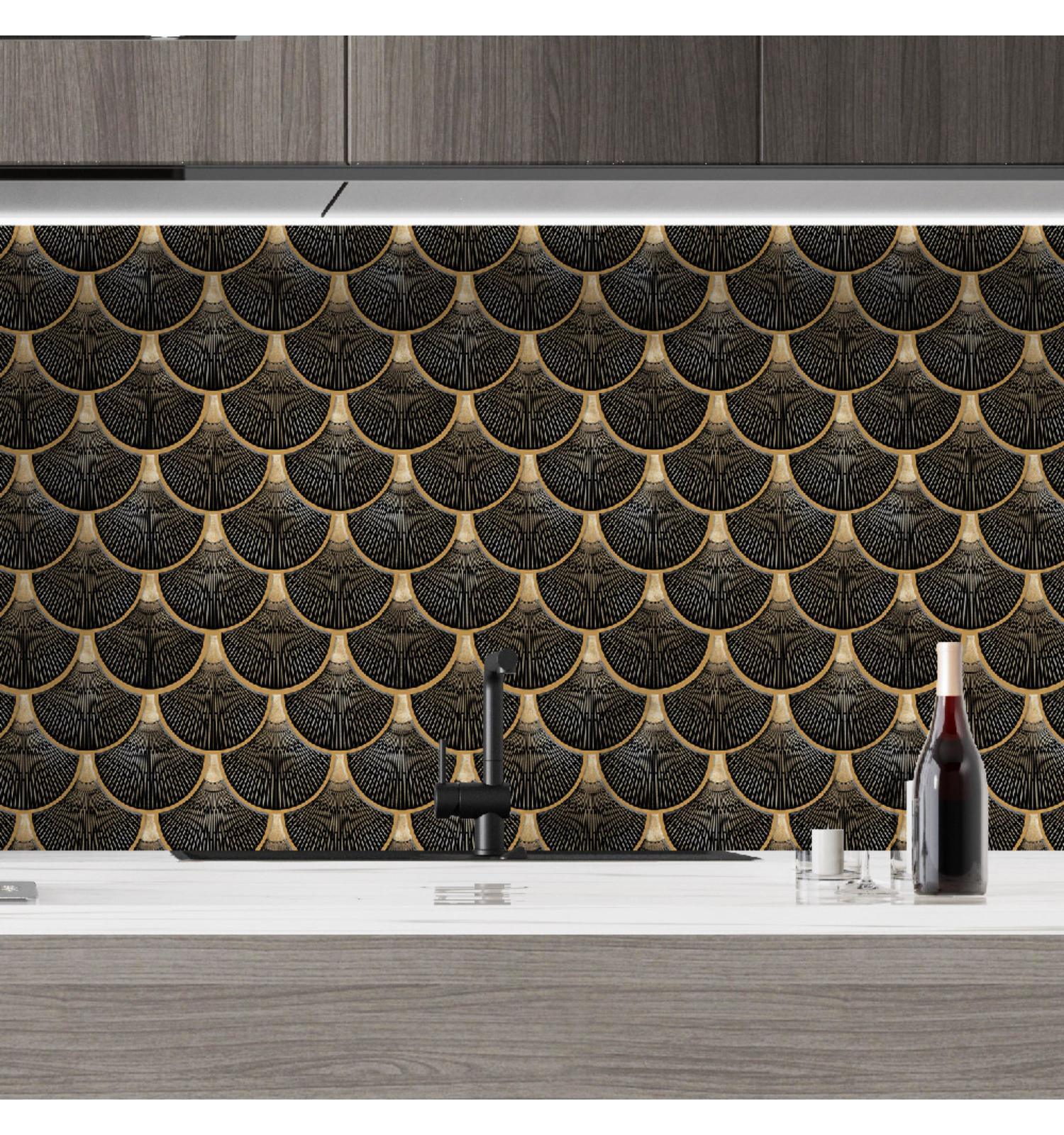 Capsule Pattern Tile Black Capsule Peel and Stick Wall Tile | Self Adhesive Tiles – Mosaicowall