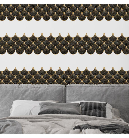 Black Fishscale Peel and Stick Wall Tile | Kitchen Backsplash Tiles | Self Adhesive Tiles For Home Decor