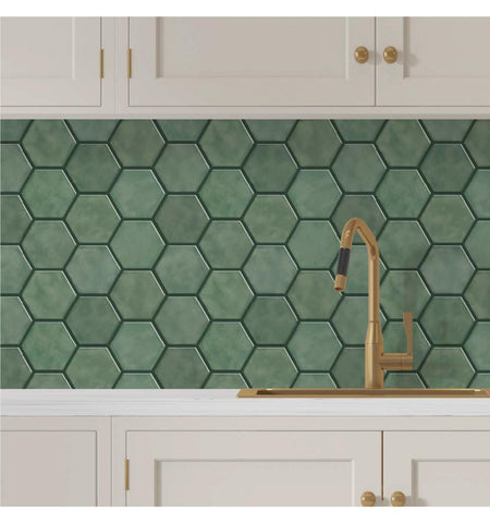 Sage Green Peel And Stick Wall Tile | Hexagon Kitchen Backsplash Tiles | Self Adhesive Tiles For Home Décor