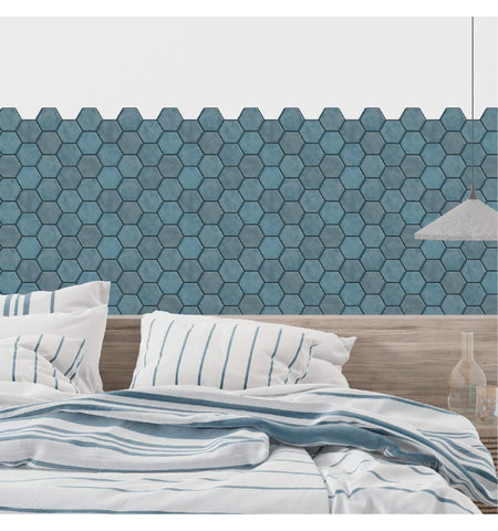 Blue Peel And Stick Wall Tile | Hexagon Kitchen Backsplash Tiles | Self Adhesive Tiles For Home Décor