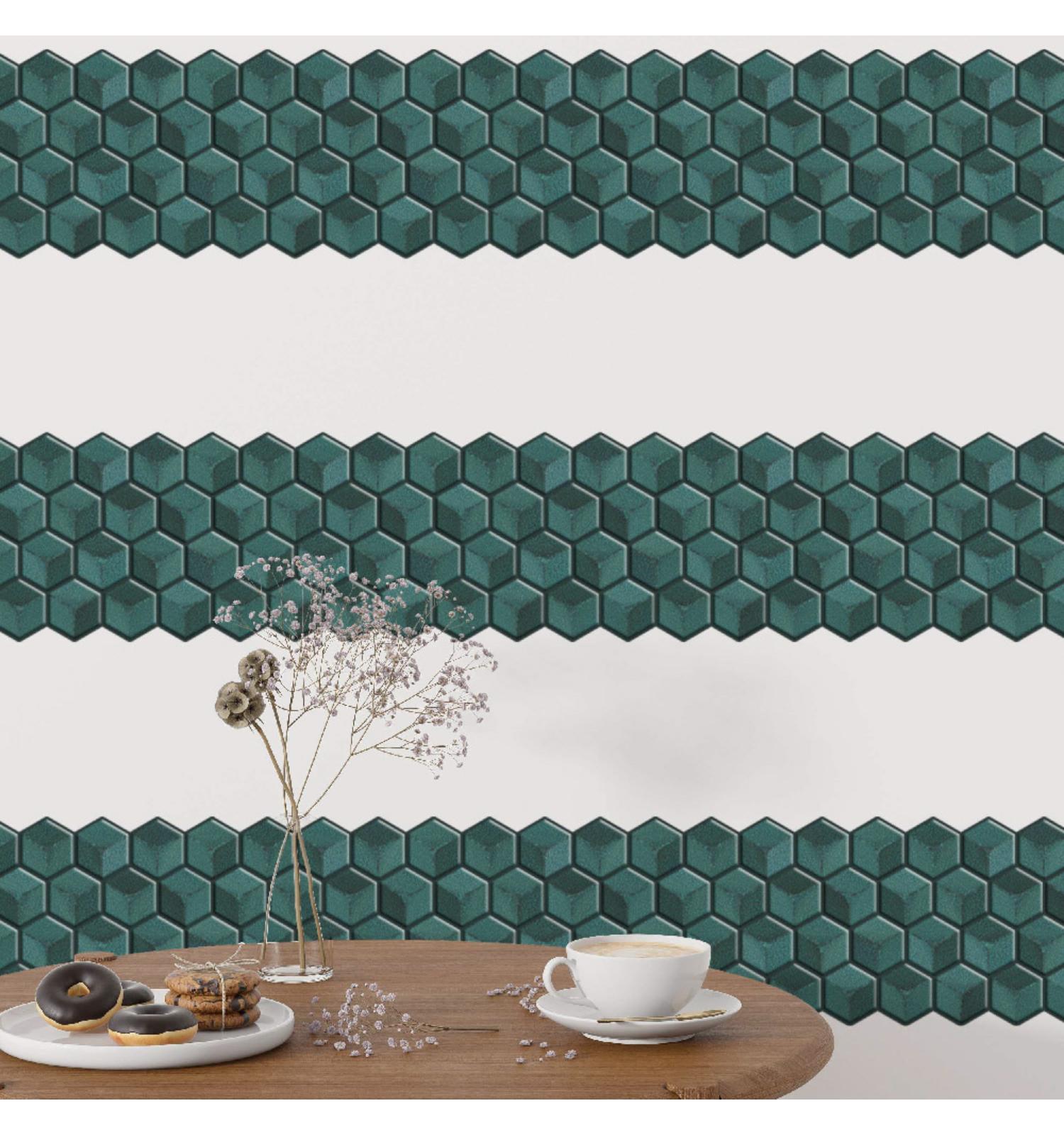 Supreme Blue peel and Stick Wall Tile, Hexagon Kitchen Backsplash Tiles | self Adhesive Tiles for Home