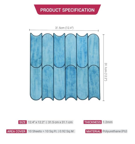 Sky Blue Peel & Stick Tiles | Easy DIY Adhesive Backsplash for Kitchen Walls