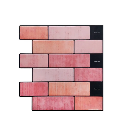 Subway Pink Pastel Subway Textured Peel and Stick Wall Tile, Kitchen Backsplash Tile