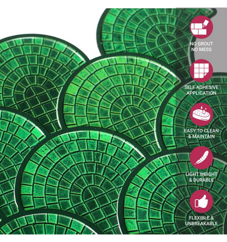 Fauxsaic Parakeet Green Peel And Stick Wall Tile | Kitchen Backsplash Tiles | Self Adhesive Tiles