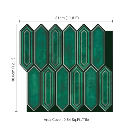 Forest Green Peel And Stick Wall Tile | Kitchen Backsplash Tiles | Self Adhesive Tiles