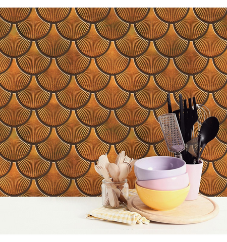 Orange Shell Peel And Stick Wall Tile | Kitchen Backsplash Tiles