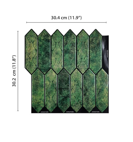 Radiant Green Long Hexagon Peel and Stick Wall Tile | Kitchen Backsplash Tiles | Self Adhesive Tiles