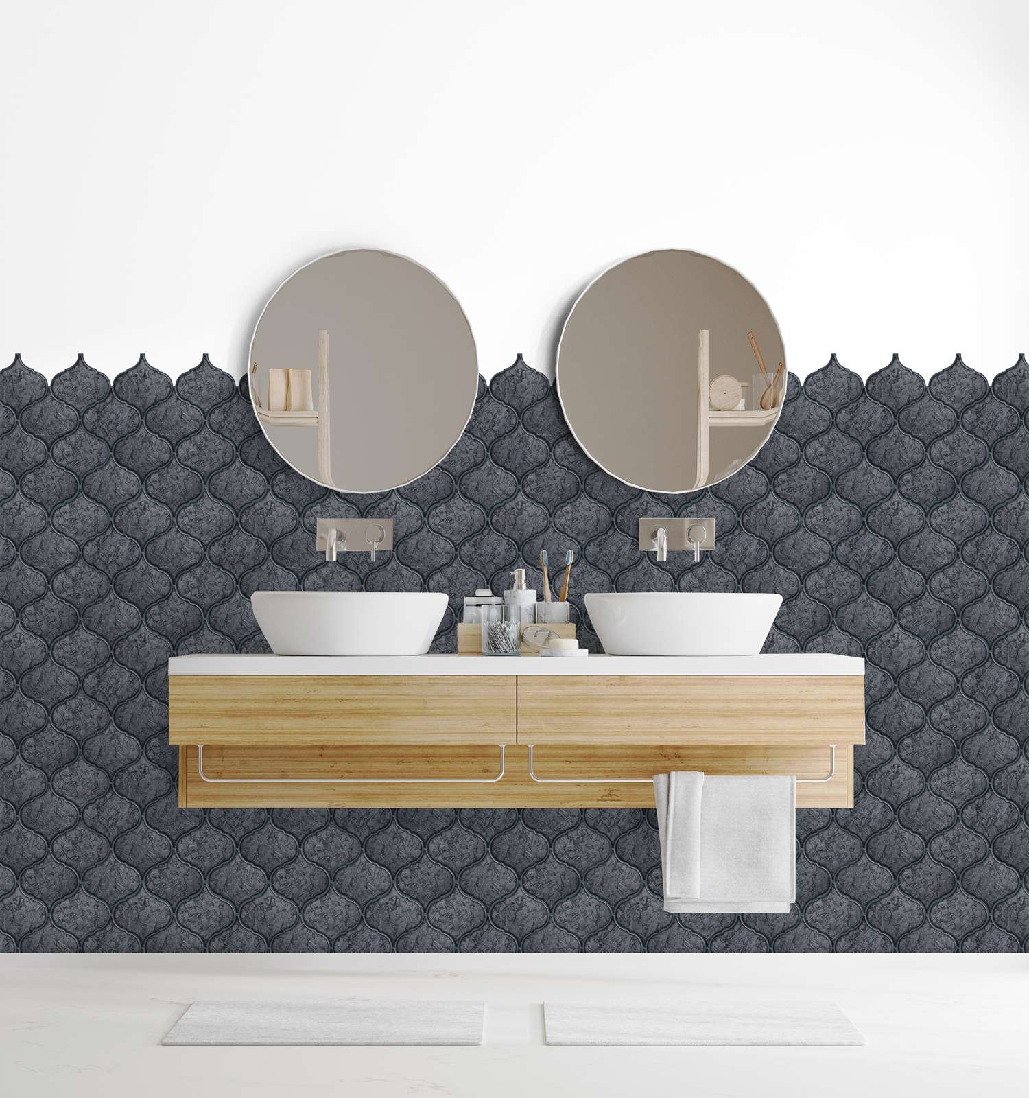 Black Arabesque Peel and Stick Wall Tile from Mosaicowall | Kitchen Backsplash Tiles