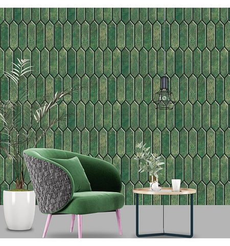 Radiant Green Long Hexagon Peel and Stick Wall Tile | Kitchen Backsplash Tiles | Self Adhesive Tiles (Copy)