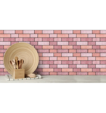 Subway Pink Pastel Subway Textured Peel and Stick Wall Tile, Kitchen Backsplash Tile