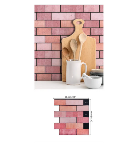 Subway Pink Pastel Subway Textured Peel and Stick Wall Tile, Kitchen Backsplash Tile