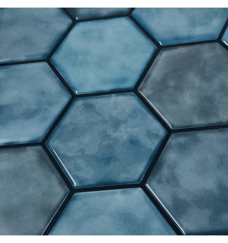 Blue Peel And Stick Wall Tile | Hexagon Kitchen Backsplash Tiles | Self Adhesive Tiles For Home Décor