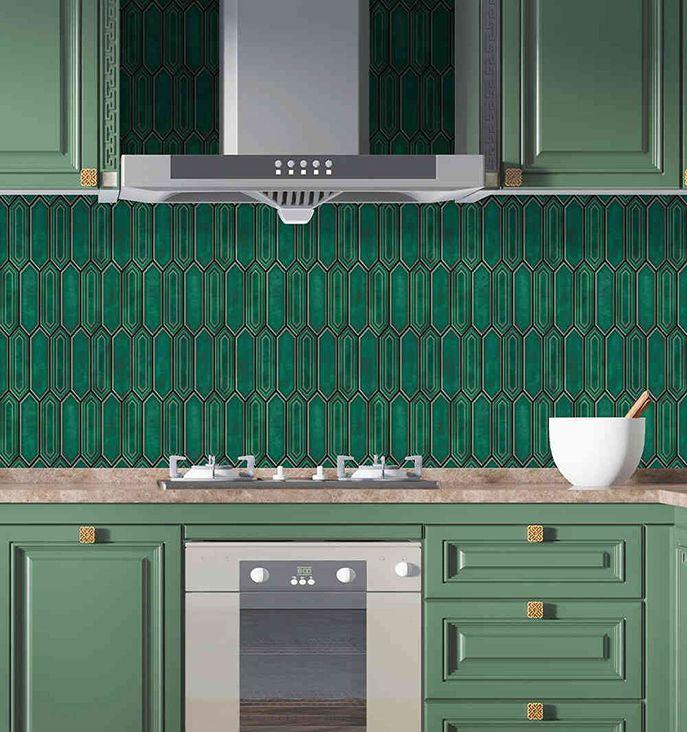 Forest Green Peel And Stick Wall Tile| Forest Green Grout – Mosaicowall