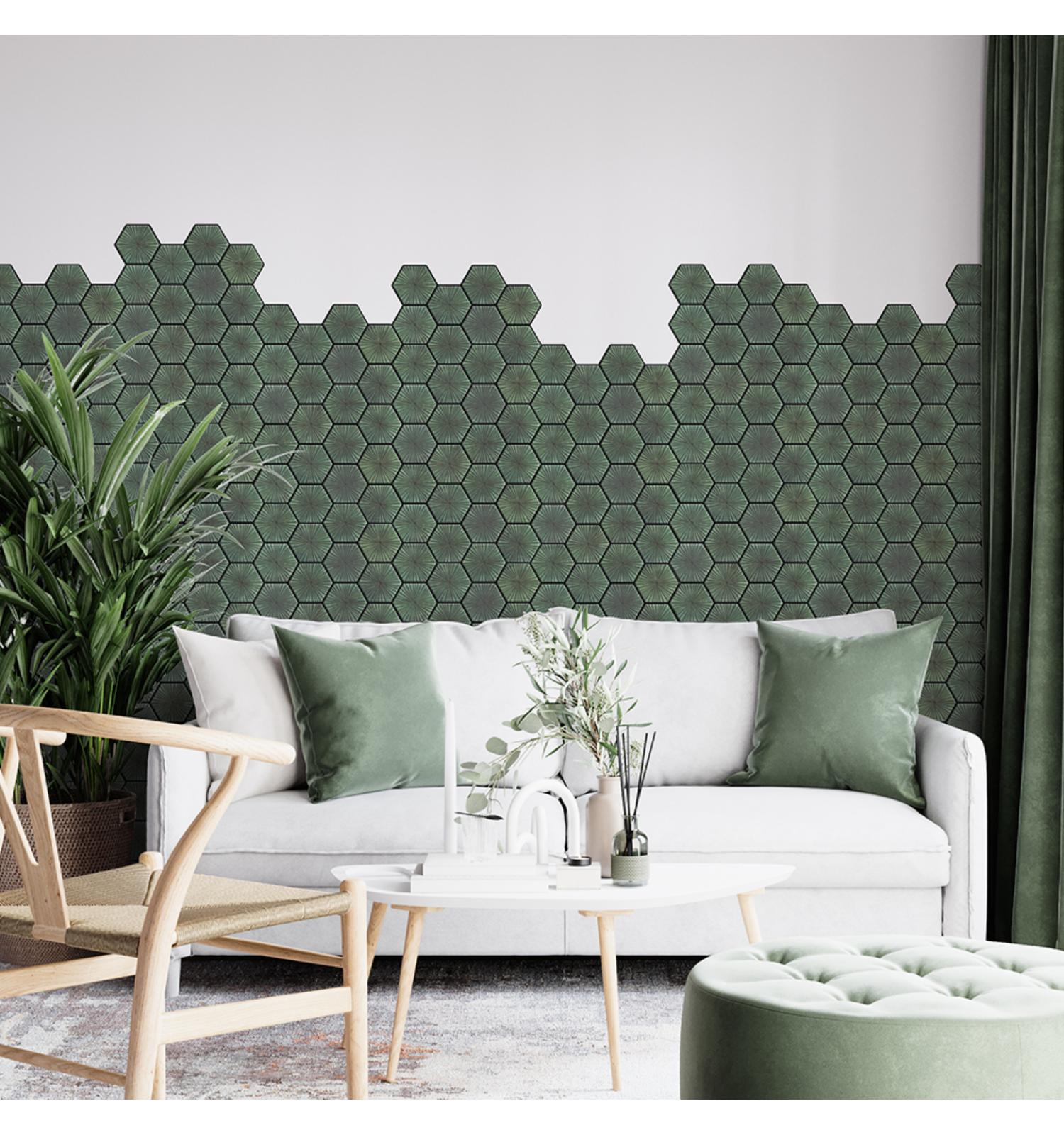 Olive Green Peel and Stick Wall Tile | Hexagon Kitchen Backsplash Tiles