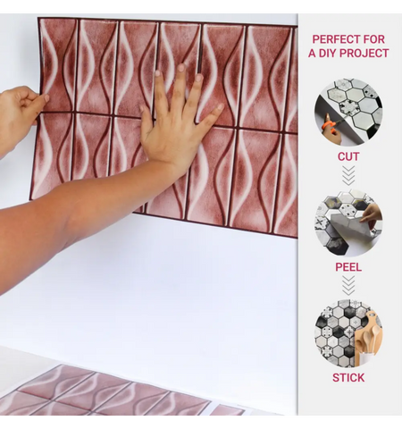 Dusty Rose 5 Piece Peel and Stick Kitchen Backsplash Tile