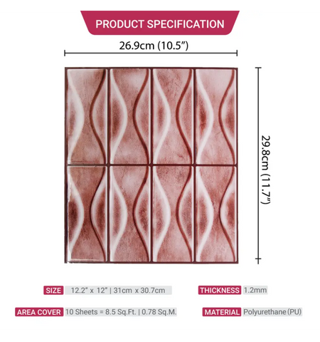 Dusty Rose 5 Piece Peel and Stick Kitchen Backsplash Tile