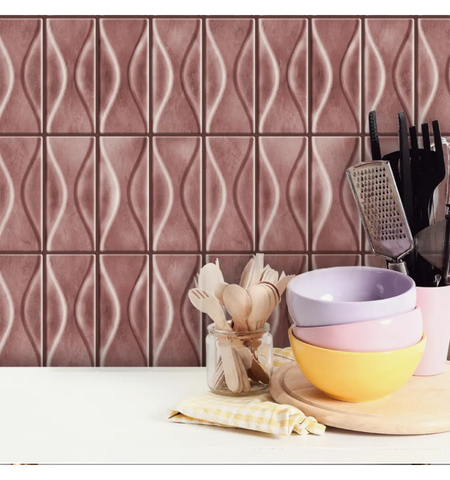Dusty Rose 5 Piece Peel and Stick Kitchen Backsplash Tile