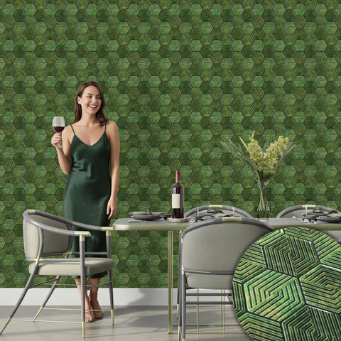 Olive Green 3D Spiral Honeycomb Peel and Stick Backsplash Tile | Self-Adhesive
