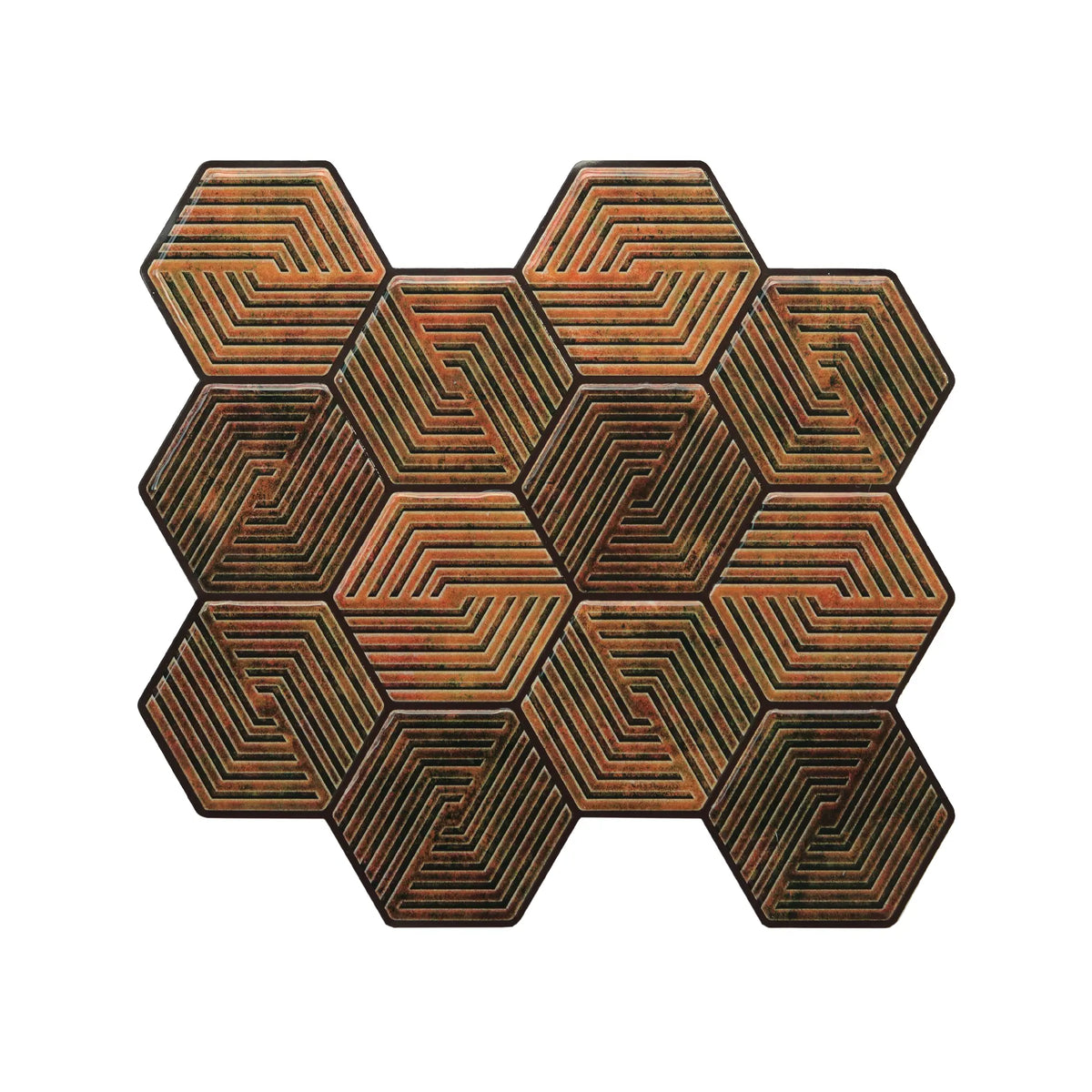 Copper Brown 3D Spiral Honeycomb Peel and Stick Backsplash Tile | Self-Adhesive