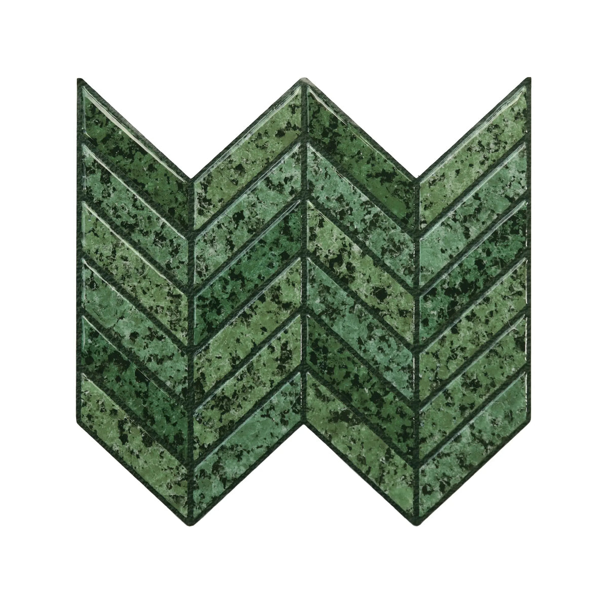 Forest Green 3D Chevron Peel and Stick Backsplash Tile | Self-Adhesive