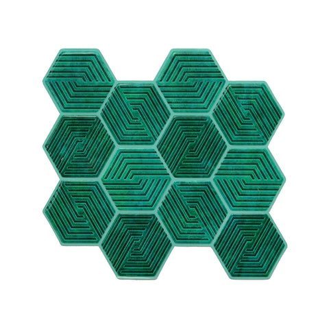 Teal Green 3D Spiral Honeycomb Peel and Stick Backsplash Tile | Self-Adhesive