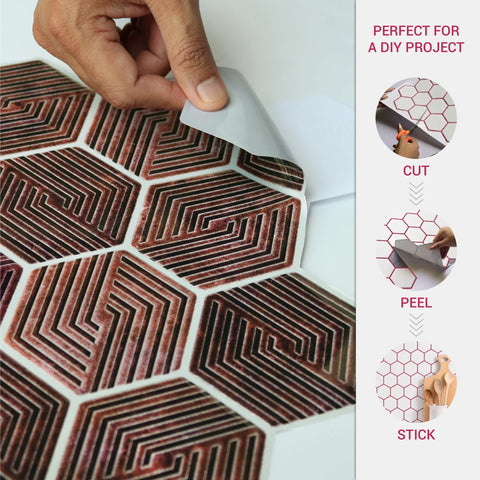 Dusty Rose 3D Spiral Honeycomb Peel and Stick Backsplash Tile | Self-Adhesive