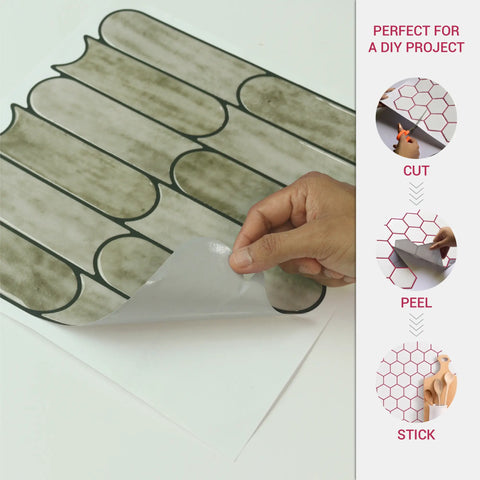Sage Green Bullet Tile Peel and Stick Tile