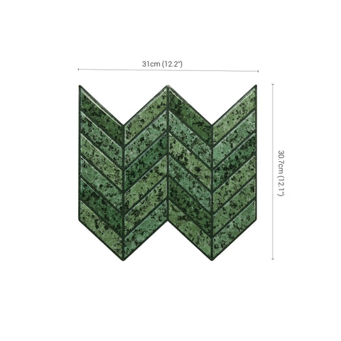Forest Green 3D Chevron Peel and Stick Backsplash Tile | Self-Adhesive