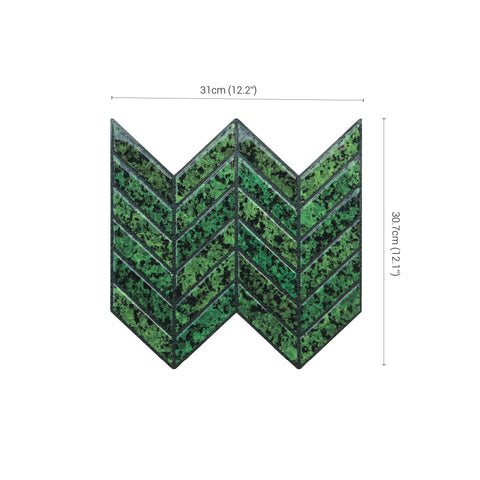 Moss Green 3D Chevron Peel and Stick Backsplash Tile | Self-Adhesive
