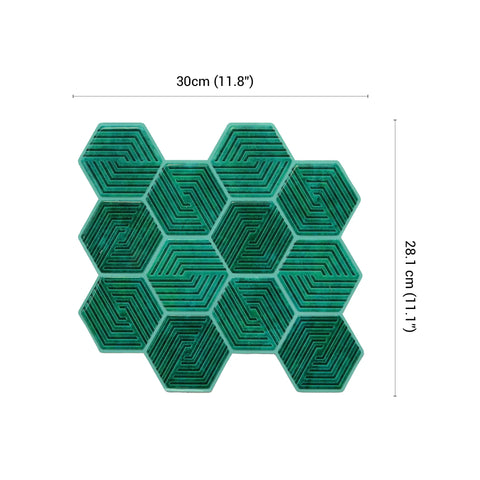 Teal Green 3D Spiral Honeycomb Peel and Stick Backsplash Tile | Self-Adhesive