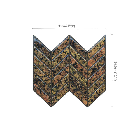 Burnt Orange 3D Chevron Peel and Stick Backsplash Tile | Self-Adhesive