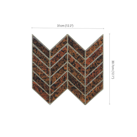 Rust Red 3D Chevron Peel and Stick Backsplash Tile | Self-Adhesive