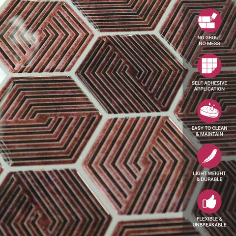 Dusty Rose 3D Spiral Honeycomb Peel and Stick Backsplash Tile | Self-Adhesive