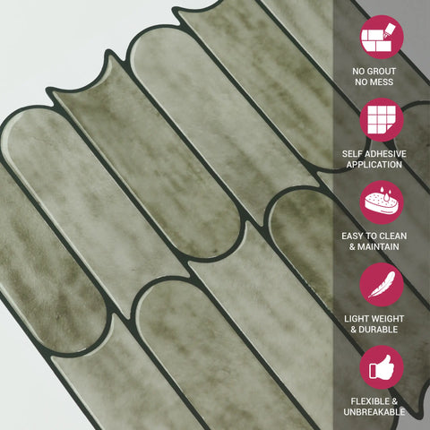 Sage Green Bullet Tile Peel and Stick Tile
