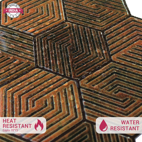 Copper Brown 3D Spiral Honeycomb Peel and Stick Backsplash Tile | Self-Adhesive