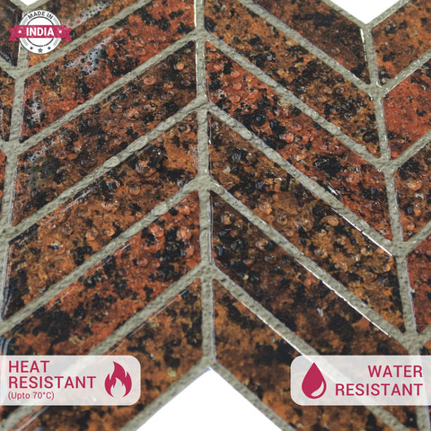 Rust Red 3D Chevron Peel and Stick Backsplash Tile | Self-Adhesive