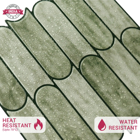 Moss Green Bullet Peel and Stick Wall Tile | Kitchen Backsplash Tile | Self Adhesive Tile For Home Decor