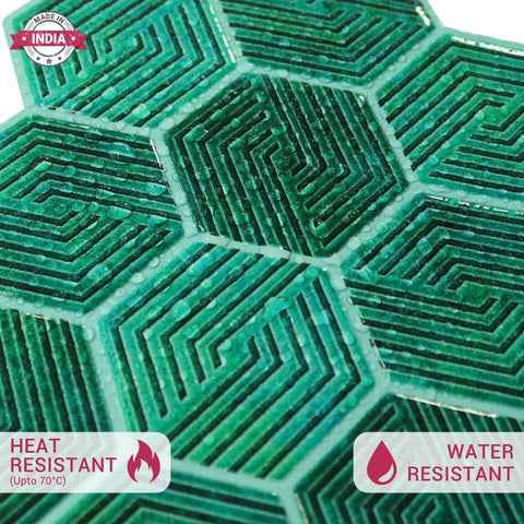Teal Green 3D Spiral Honeycomb Peel and Stick Backsplash Tile | Self-Adhesive