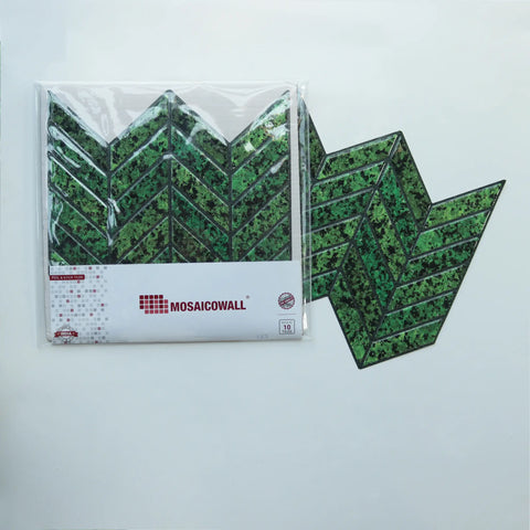 Moss Green 3D Chevron Peel and Stick Backsplash Tile | Self-Adhesive