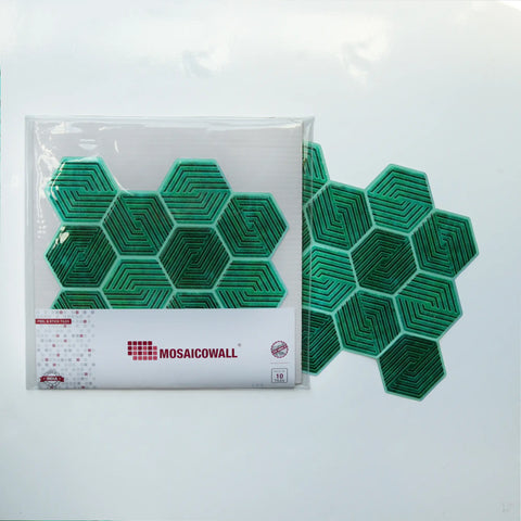 Teal Green 3D Spiral Honeycomb Peel and Stick Backsplash Tile | Self-Adhesive