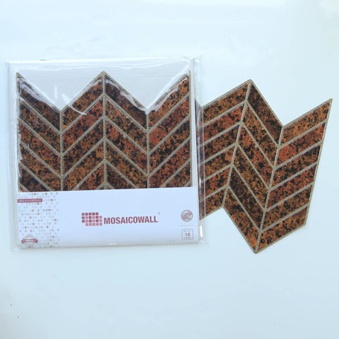Rust Red 3D Chevron Peel and Stick Backsplash Tile | Self-Adhesive