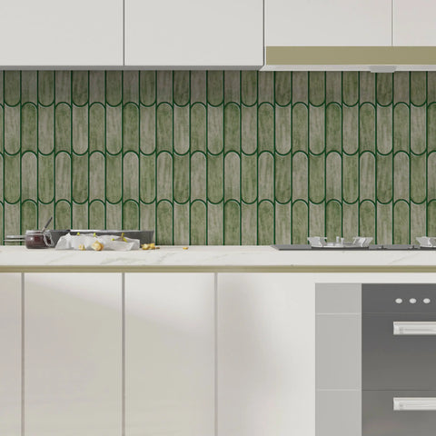 Moss Green Bullet Peel and Stick Wall Tile | Kitchen Backsplash Tile | Self Adhesive Tile For Home Decor