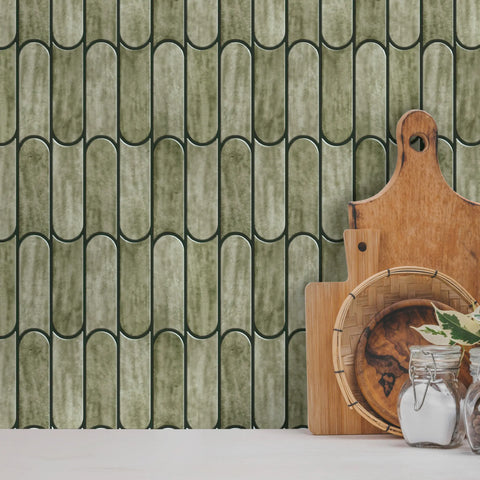 Sage Green Bullet Tile Peel and Stick Tile
