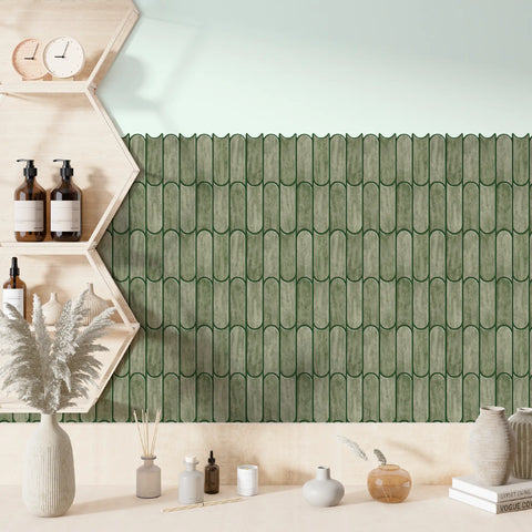Moss Green Bullet Peel and Stick Wall Tile | Kitchen Backsplash Tile | Self Adhesive Tile For Home Decor