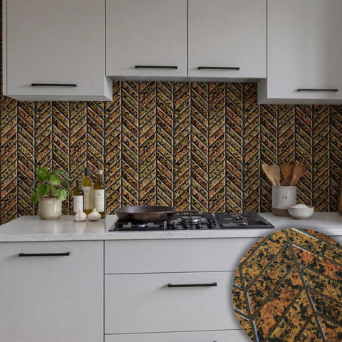 Burnt Orange 3D Chevron Peel and Stick Backsplash Tile | Self-Adhesive